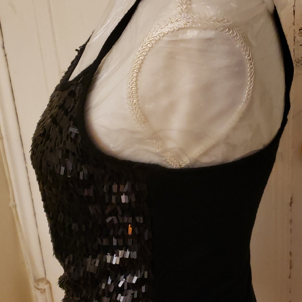FOCUS Black Sequin Spaghetti Camisole SZ M - Picture 8 of 16